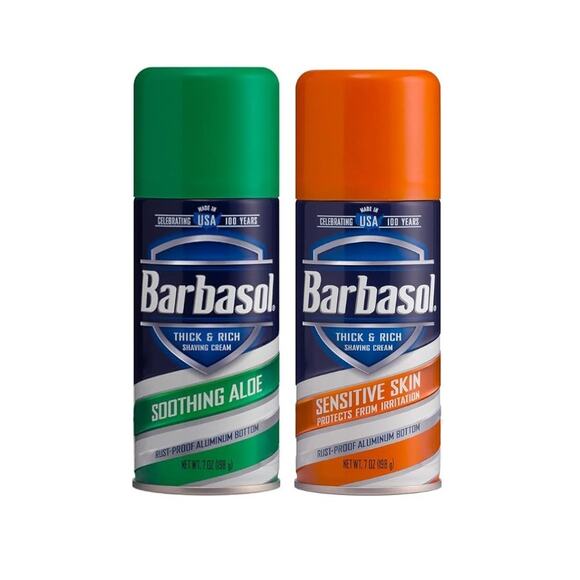 2 Pack Barbasol Thick & Rich Shaving Cream Soothing Aloe & Sensitive Skin 7oz ea - Picture 1 of 1
